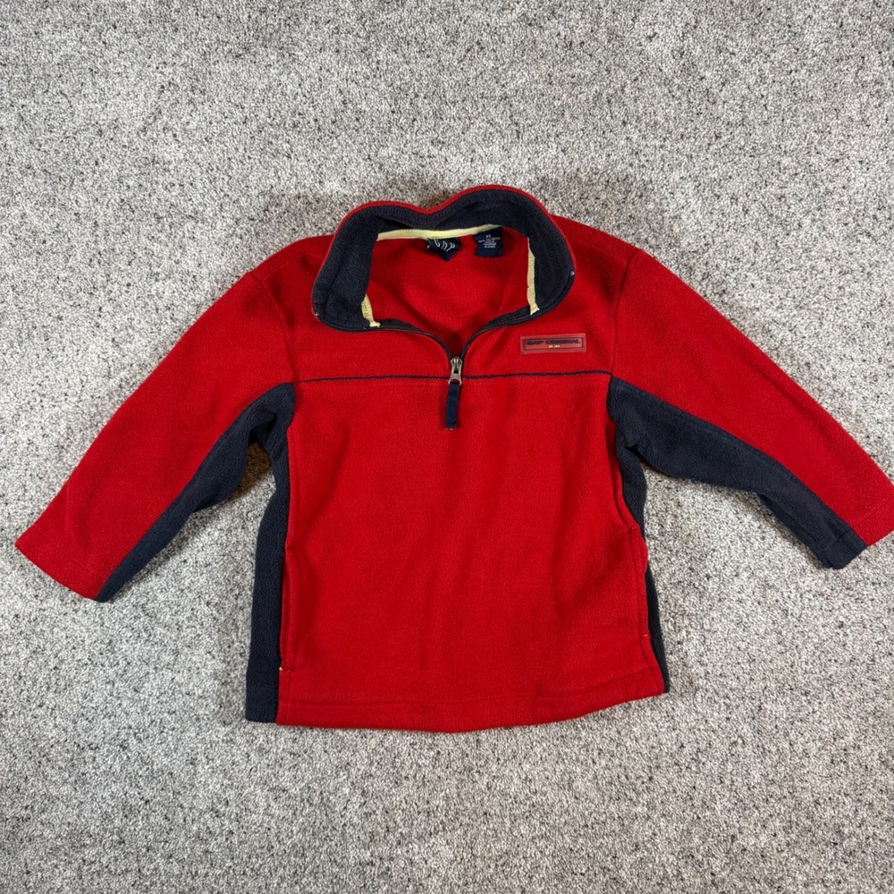 Vintage Gap Kids Fleece Pullover Quarter Zip Red Navy Blue Colorblock XS 4-5